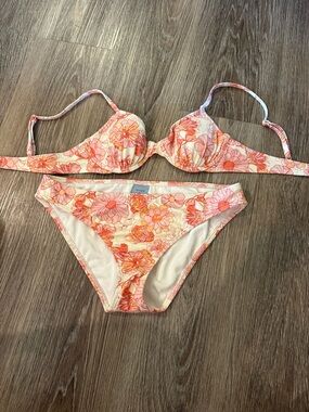 Floral Bikini Set - Pink & Orange